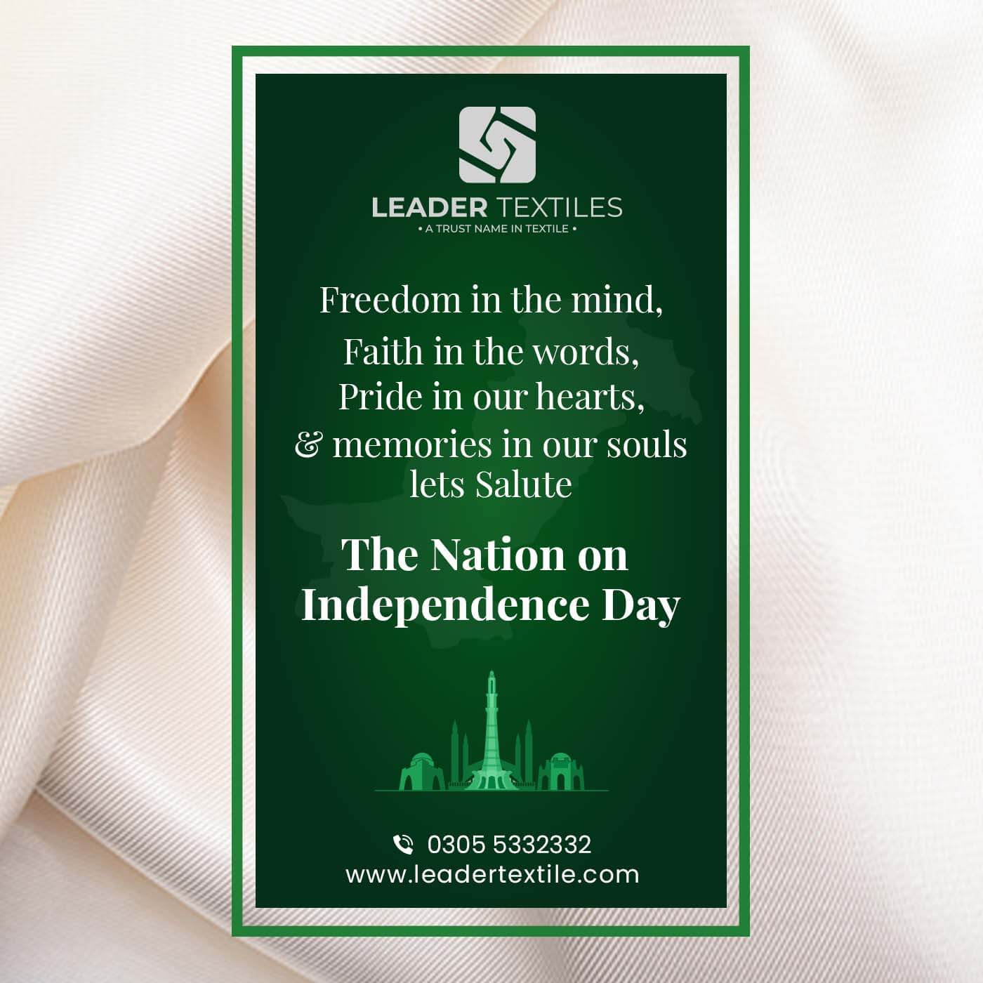 Leader Textiles Social Media Post